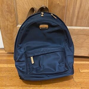 New Navy Michael Kors Backpack with Gold Details